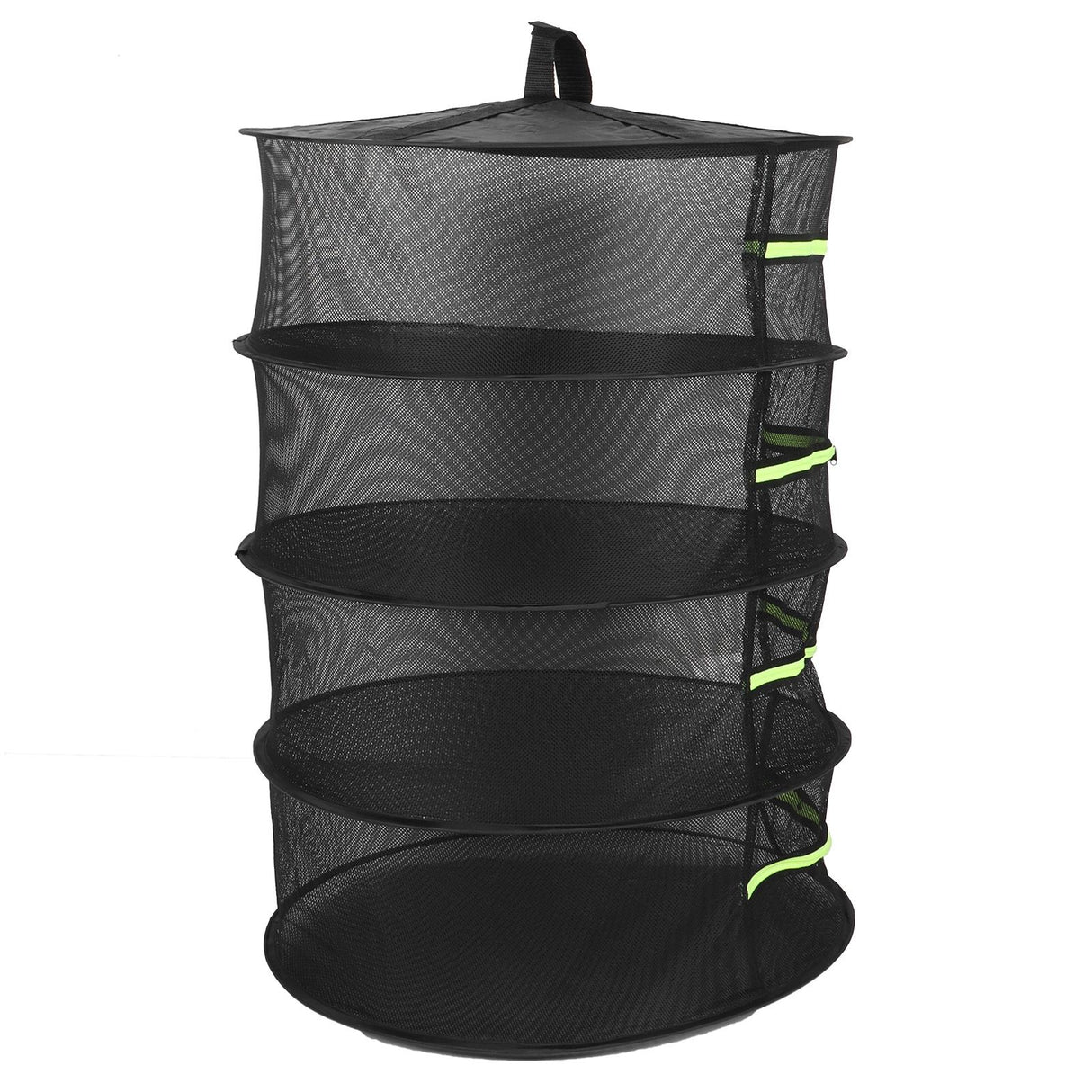 4-Layer Herb Drying Rack with Zippers Foldable Hanging Medicine Dry Mesh Net Black 60cm