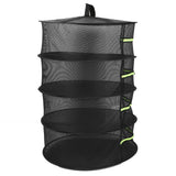 4-Layer Herb Drying Rack with Zippers Foldable Hanging Medicine Dry Mesh Net Black 60cm