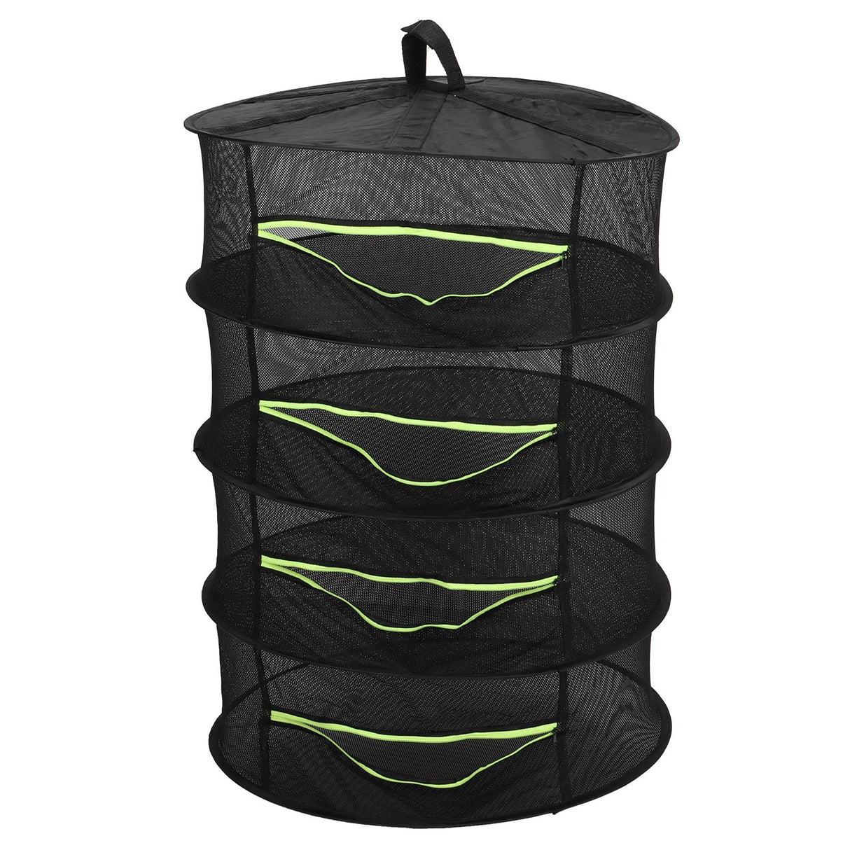 4-Layer Herb Drying Rack with Zippers Foldable Hanging Medicine Dry Mesh Net Black 60cm