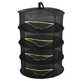 4-Layer Herb Drying Rack with Zippers Foldable Hanging Medicine Dry Mesh Net Black 60cm - Top-Down View