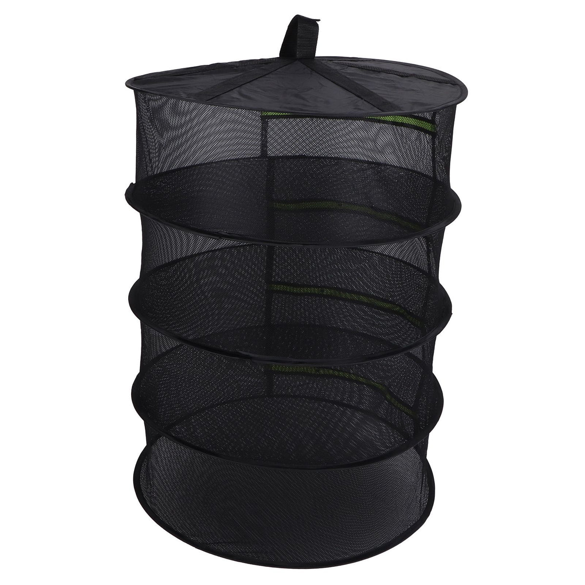 4-Layer Herb Drying Rack with Zippers Foldable Hanging Medicine Dry Mesh Net Black 60cm