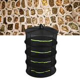 4-Layer Herb Drying Rack with Zippers Foldable Hanging Medicine Dry Mesh Net Black 60cm