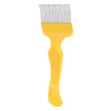 21 Tines Honey Cutter Non Slip Stainless Steel Beekeeping Honey Uncapping Fork Yellow - Front View