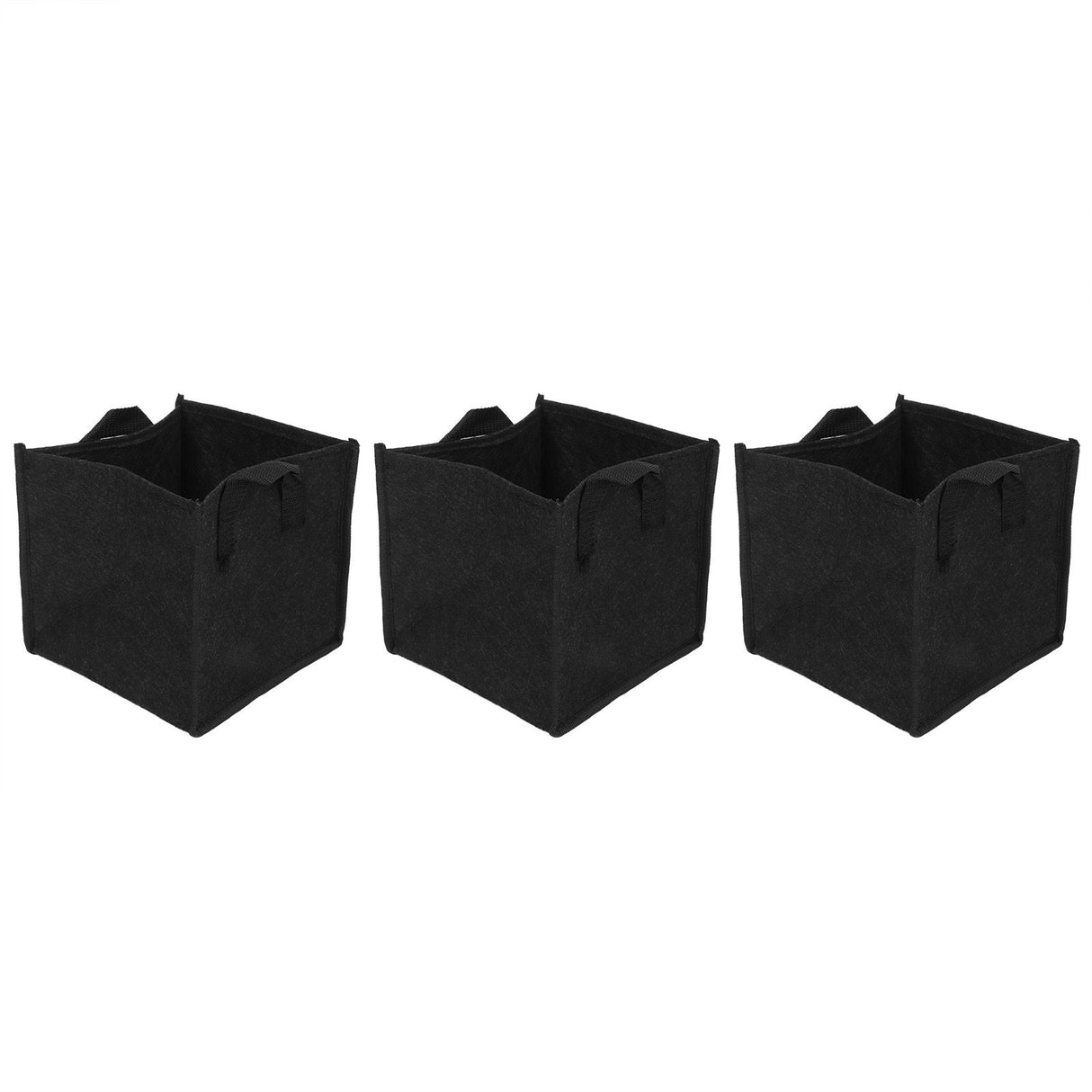 3Pcs Plant Growing Bag with Handles Black Square Felt Garden Vegetable Grow Container19.5x19.5x20cm