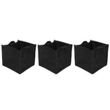 3Pcs Plant Growing Bag with Handles Black Square Felt Garden Vegetable Grow Container19.5x19.5x20cm