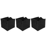 3Pcs Plant Growing Bag with Handles Black Square Felt Garden Vegetable Grow Container19.5x19.5x20cm - Side View