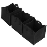 3Pcs Plant Growing Bag with Handles Black Square Felt Garden Vegetable Grow Container19.5x19.5x20cm - Rear View