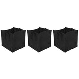 3Pcs Plant Growing Bag with Handles Black Square Felt Garden Vegetable Grow Container23.5x23.5x25cm