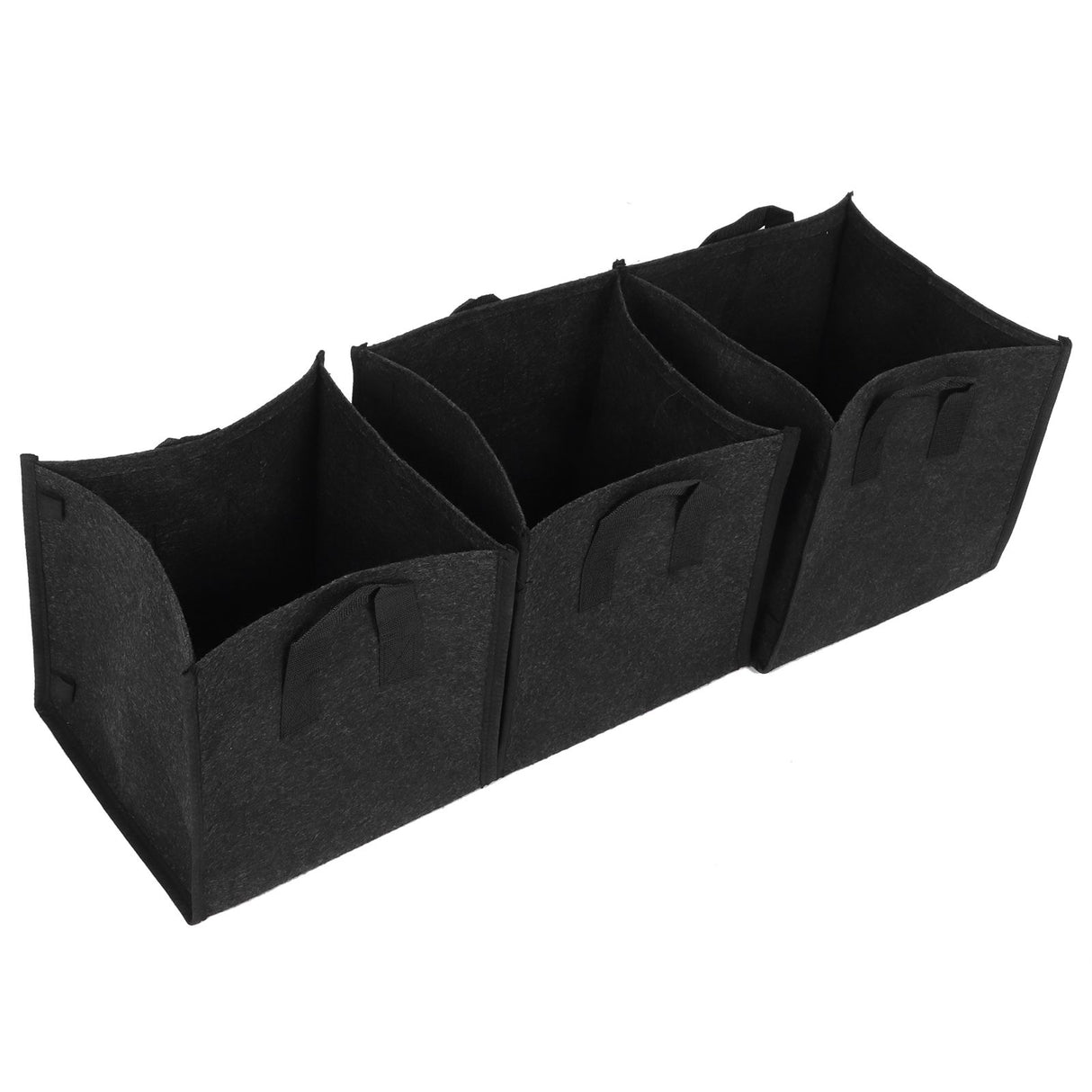 3Pcs Plant Growing Bag with Handles Black Square Felt Garden Vegetable Grow Container23.5x23.5x25cm