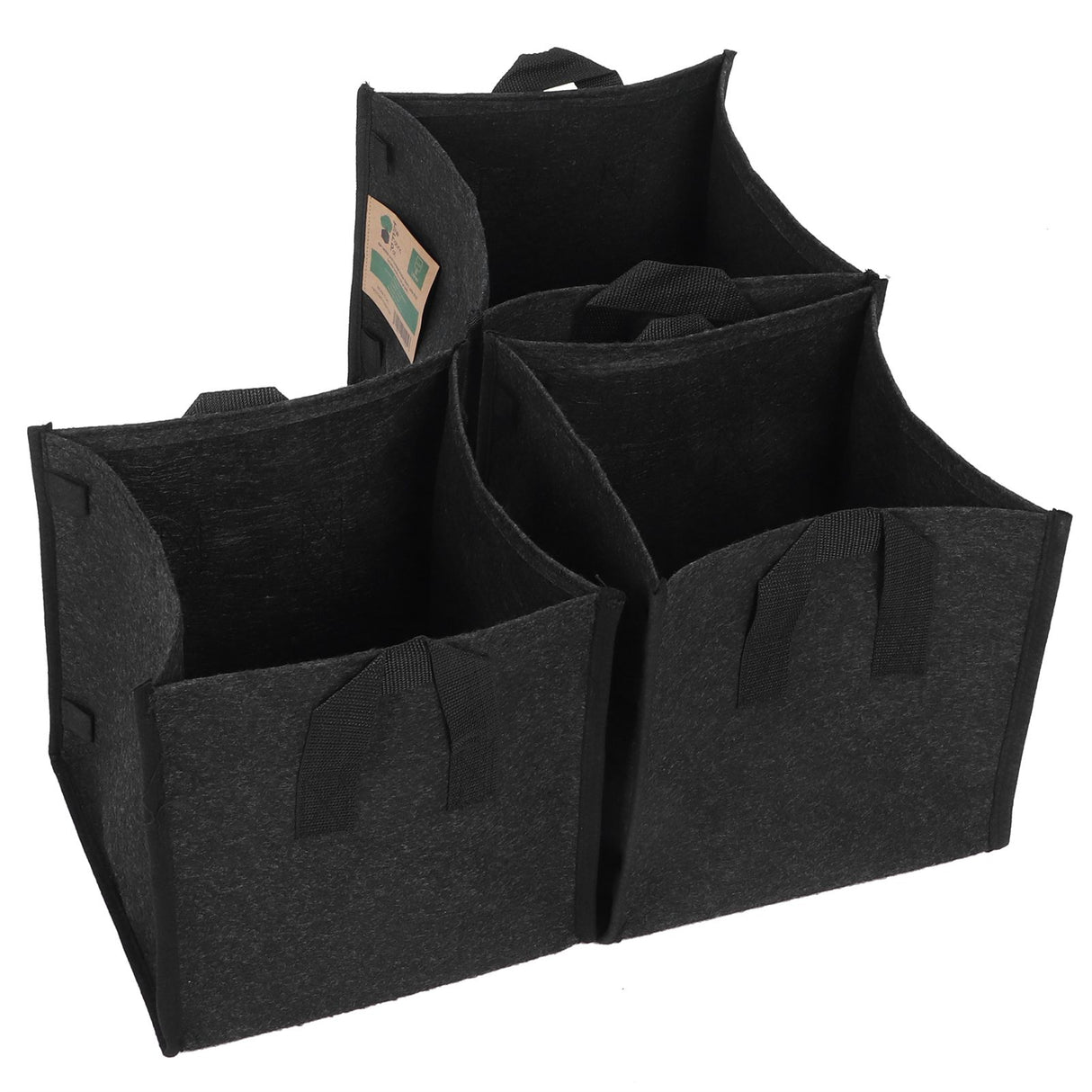 3Pcs Plant Growing Bag with Handles Black Square Felt Garden Vegetable Grow Container23.5x23.5x25cm