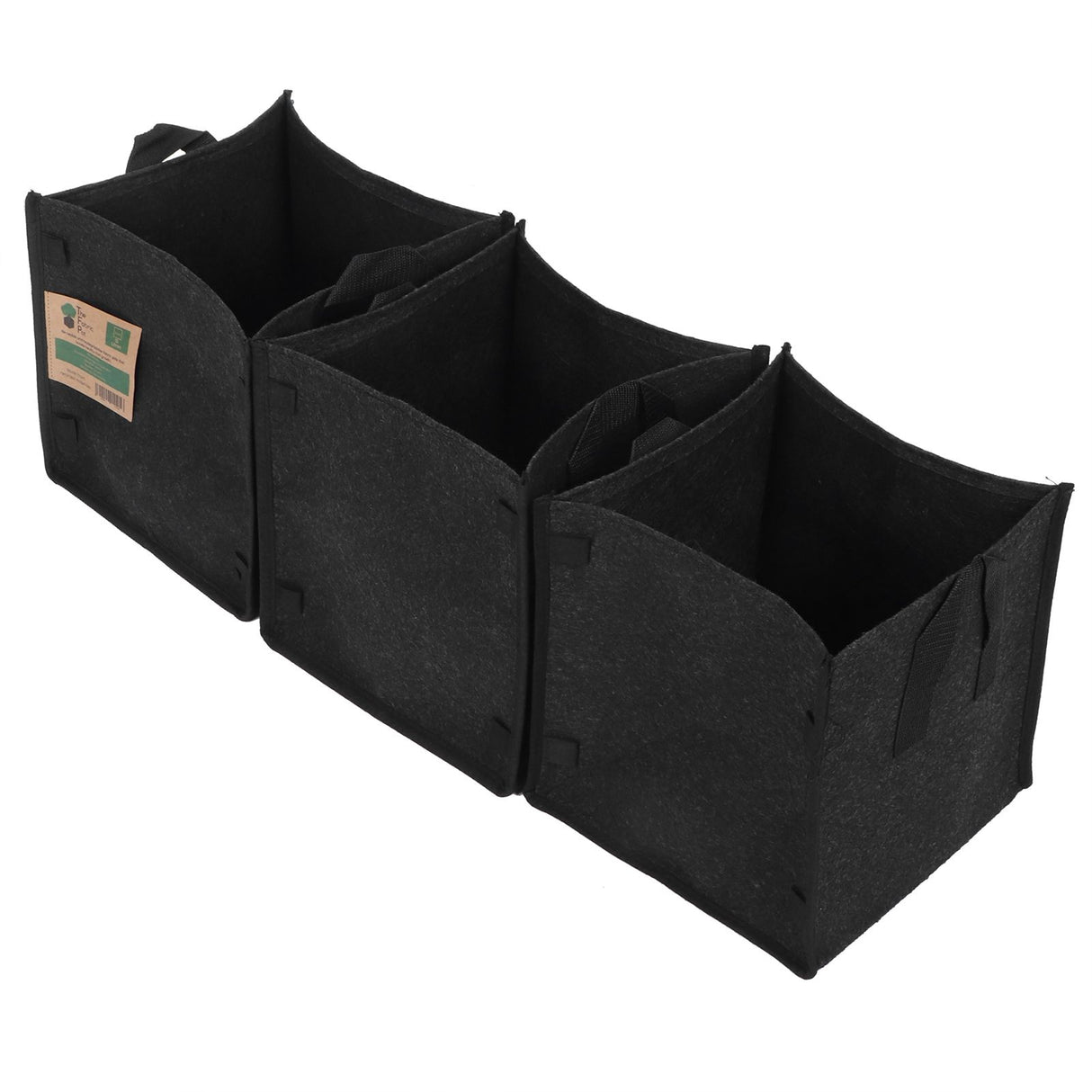 3Pcs Plant Growing Bag with Handles Black Square Felt Garden Vegetable Grow Container23.5x23.5x25cm