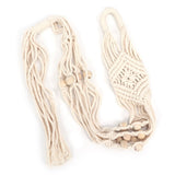 Cotton Rhombus Rope Pattern Plant Hanger with 12 Beads Hanging Flower Pot Holder for Home Decor - Side View