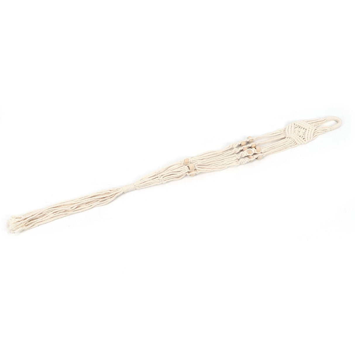 Cotton Rhombus Rope Pattern Plant Hanger with 12 Beads Hanging Flower Pot Holder for Home Decor