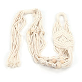 Cotton Rhombus Rope Pattern Plant Hanger with 12 Beads Hanging Flower Pot Holder for Home Decor