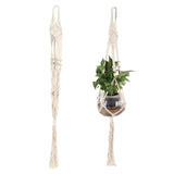 Cotton Rhombus Rope Pattern Plant Hanger with 12 Beads Hanging Flower Pot Holder for Home Decor - Extra Image