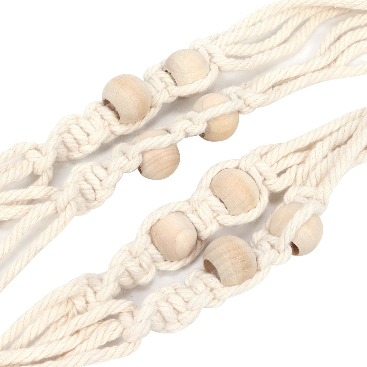 Cotton Rhombus Rope Pattern Plant Hanger with 12 Beads Hanging Flower Pot Holder for Home Decor