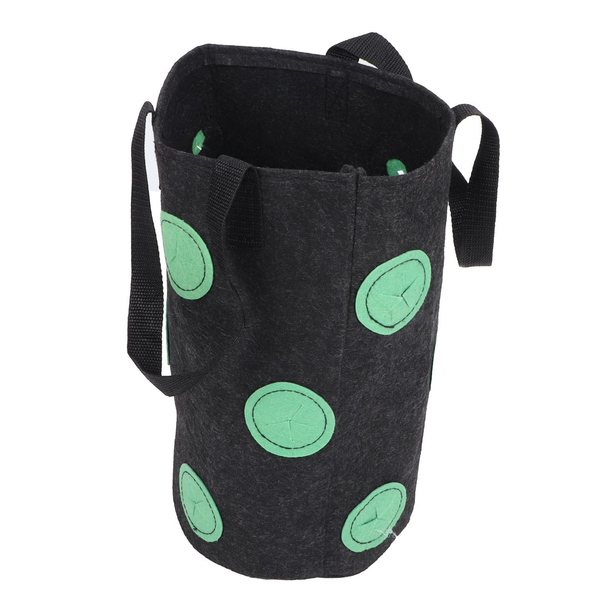 12 Holes Strawberry Planter Bag with Handles Portable Felt Plant Growing Bag for GardenBlack 20x35cm