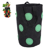 12 Holes Strawberry Planter Bag with Handles Portable Felt Plant Growing Bag for GardenBlack 20x35cm - Extra Image