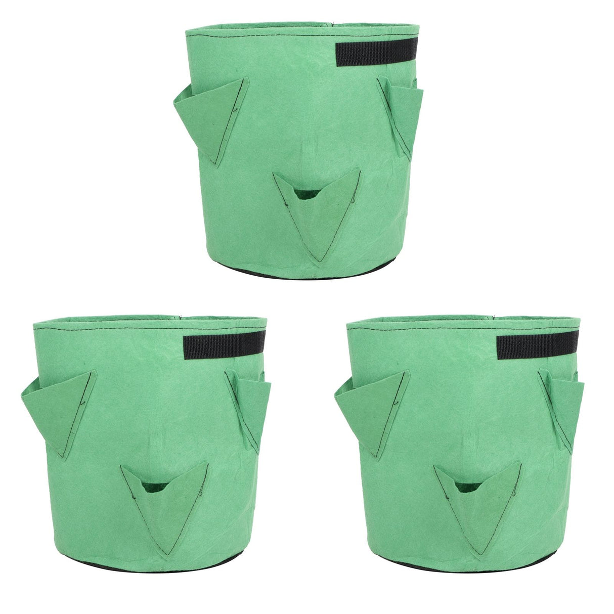 3Pcs 6-Holes Strawberry Planting Bag Felt Garden Plant Grow Bags 26L/7Gallon Green
