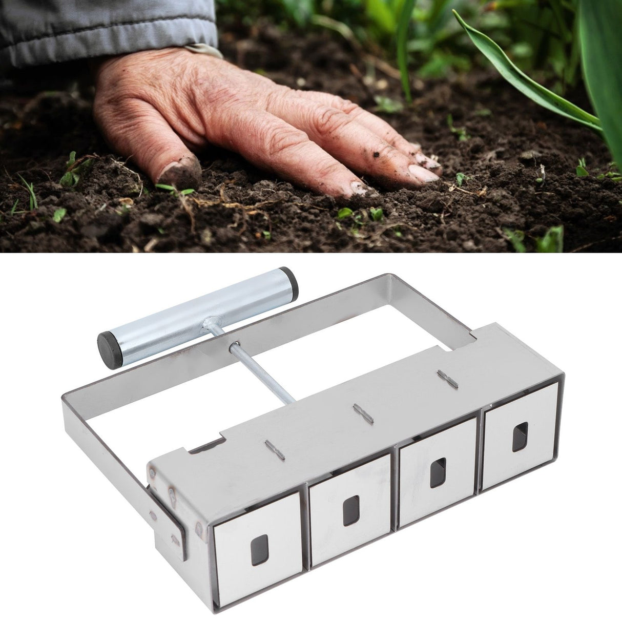 4 Grids Manual Soil Blocker Soil Blocking Tool for Seedlings Greenhouse Plant Growing Tool