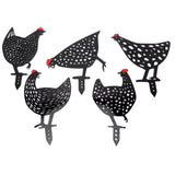 5Pcs Chicken Stakes Set Acrylic Animal Shape Statues Decoration for Garden Yard Black