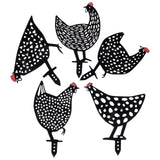 5Pcs Chicken Stakes Set Acrylic Animal Shape Statues Decoration for Garden Yard Black