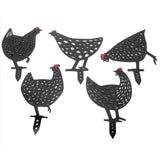 5Pcs Chicken Stakes Set Acrylic Animal Shape Statues Decoration for Garden Yard Black