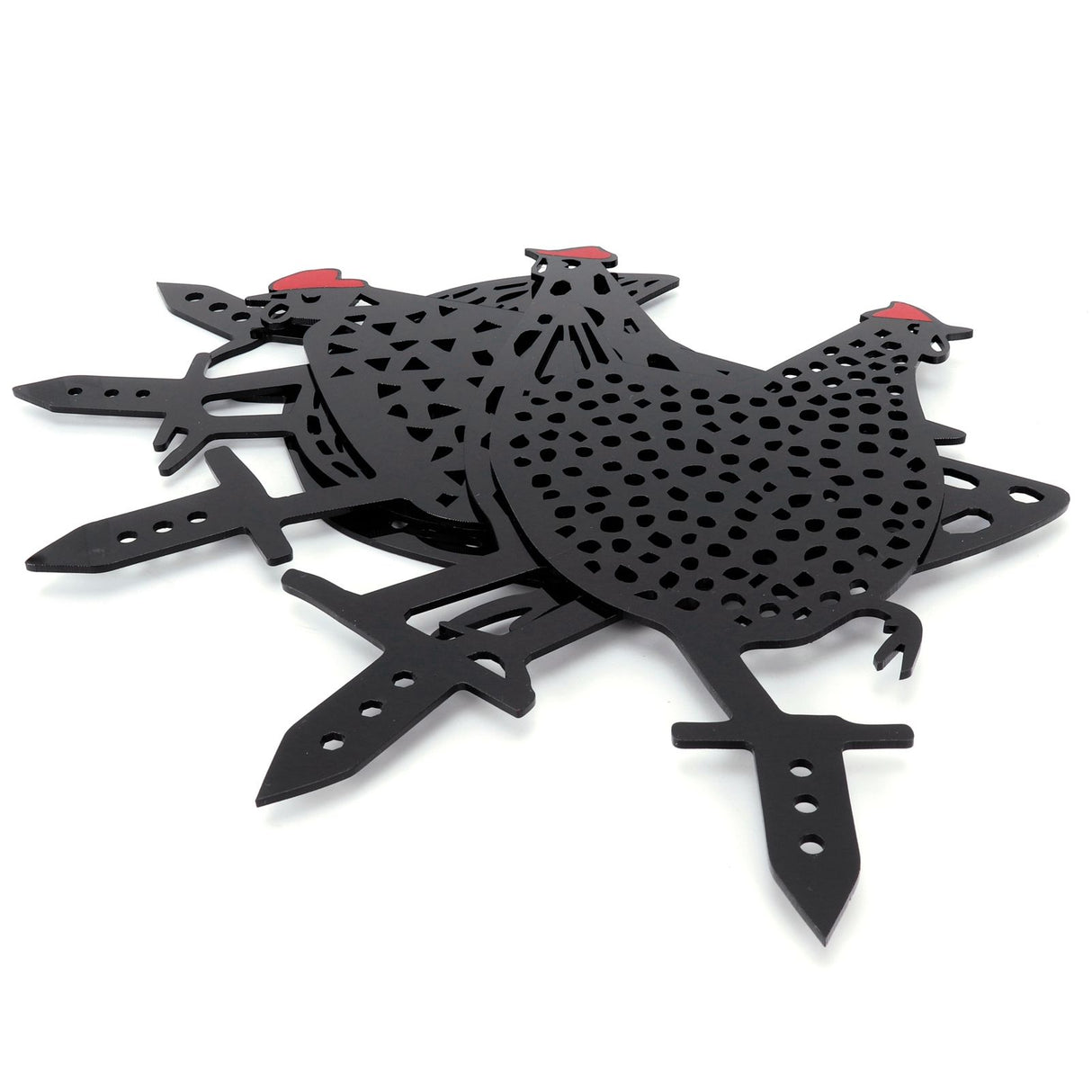 5Pcs Chicken Stakes Set Acrylic Animal Shape Statues Decoration for Garden Yard Black