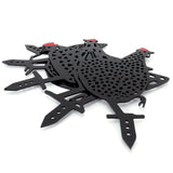 5Pcs Chicken Stakes Set Acrylic Animal Shape Statues Decoration for Garden Yard Black