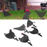 5Pcs Chicken Stakes Set Acrylic Animal Shape Statues Decoration for Garden Yard Black - Extra Image