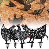 5Pcs Chicken Stakes Set Acrylic Animal Shape Statues Decoration for Garden Yard Black