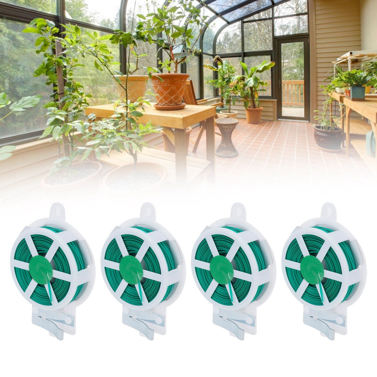 4Pcs Garden Plant Ties with Cutter Climbing Plants Flower Support Strap Ties Accessory 30m
