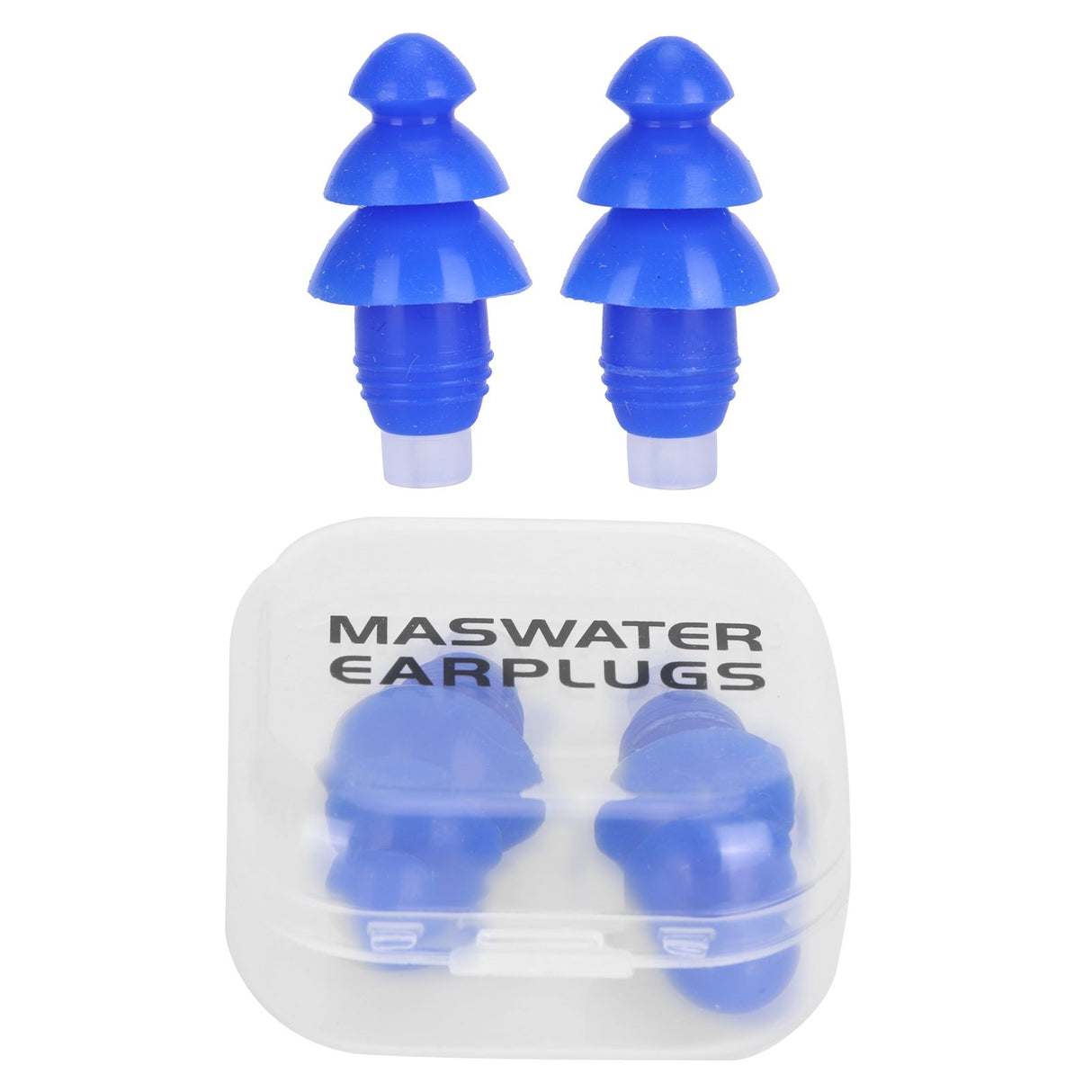 Reusable Ear Plugs Waterproof Silicone Earplugs Noise Reduction for Swimming Sleeping(Blue Box )