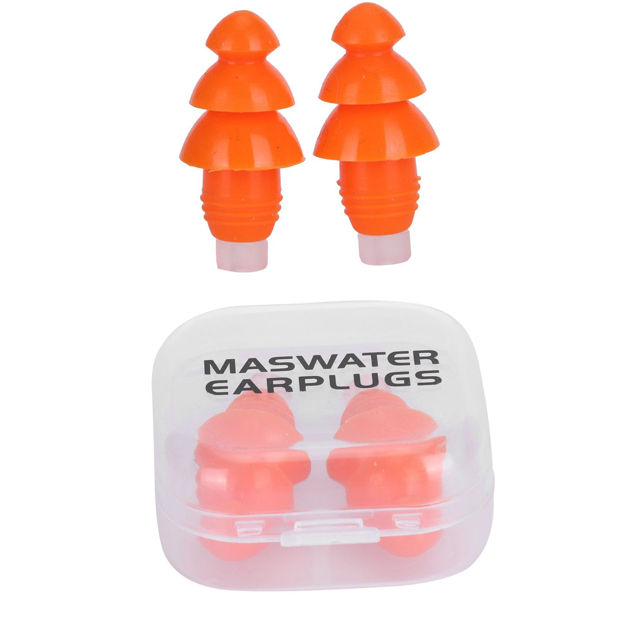 Reusable Ear Plugs Waterproof Silicone Earplugs Noise Reduction for Swimming Sleeping(Orange Box )