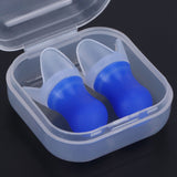 2Pcs Ear Plugs Waterproof Noise Reduction Silicone Protective Earplug for Swimming Flying(Blue L+Box )