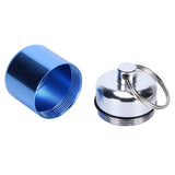 Waterproof Medicine Box Aluminium Alloy Mini Pills Case Holder for Swimming Pool SaunaLight Blue - Rear View