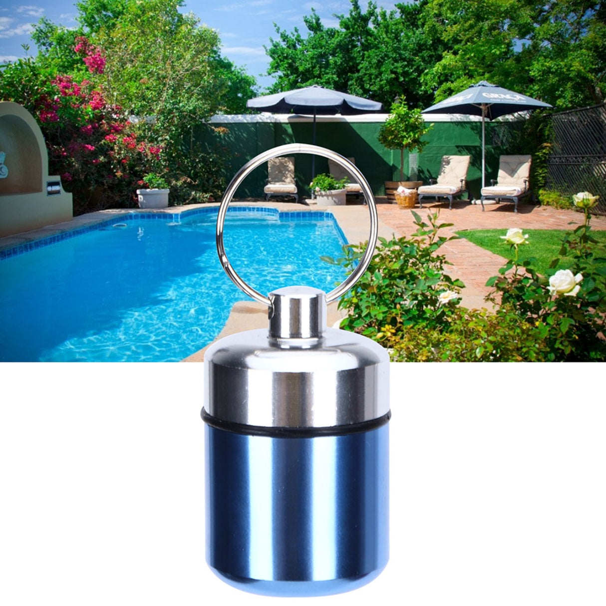 Waterproof Medicine Box Aluminium Alloy Mini Pills Case Holder for Swimming Pool SaunaLight Blue
