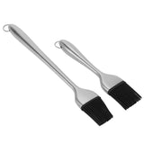 2Pcs/Set Stainless Steel Oil Brush with Food Grade Silicone Barbecue Baking Oil Brush for Home - Front View