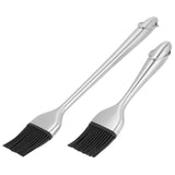 2Pcs/Set Stainless Steel Oil Brush with Food Grade Silicone Barbecue Baking Oil Brush for Home - Top-Down View