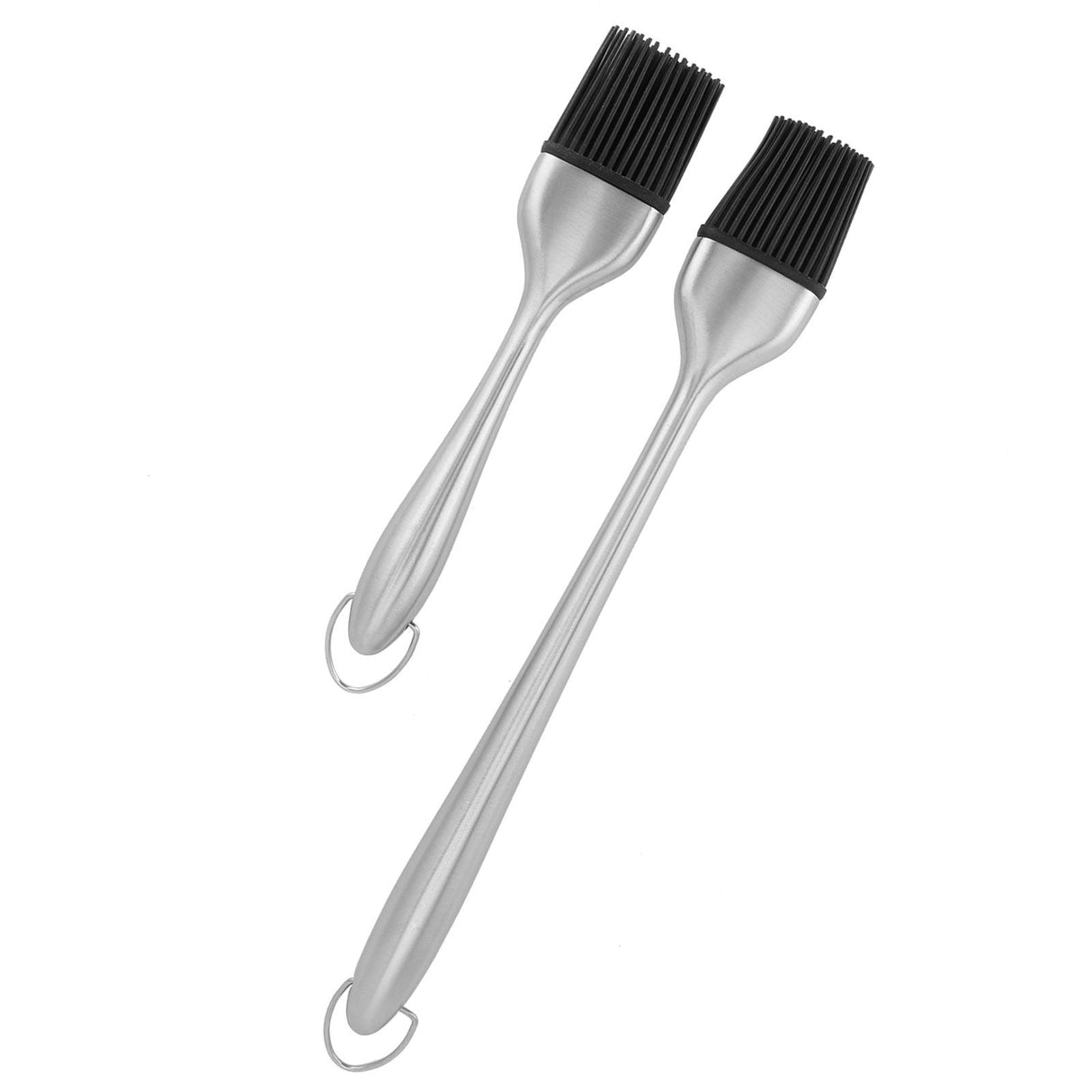 2Pcs/Set Stainless Steel Oil Brush with Food Grade Silicone Barbecue Baking Oil Brush for Home