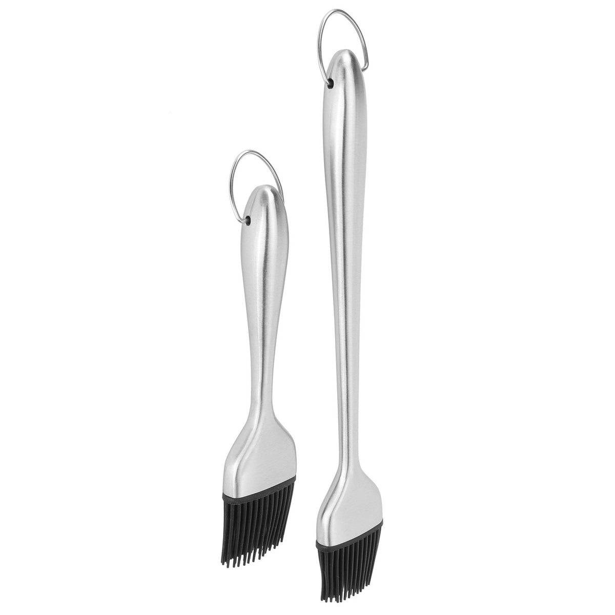 2Pcs/Set Stainless Steel Oil Brush with Food Grade Silicone Barbecue Baking Oil Brush for Home