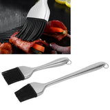 2Pcs/Set Stainless Steel Oil Brush with Food Grade Silicone Barbecue Baking Oil Brush for Home