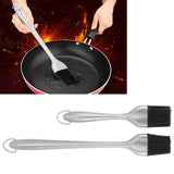 2Pcs/Set Stainless Steel Oil Brush with Food Grade Silicone Barbecue Baking Oil Brush for Home