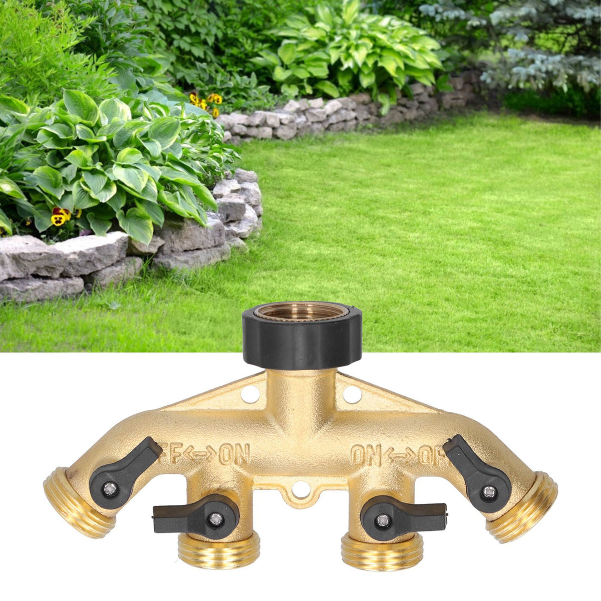 G3/4 4‑Way Water Hose Splitter Garden Hose Adapter Watering Connector Distributor for Faucet