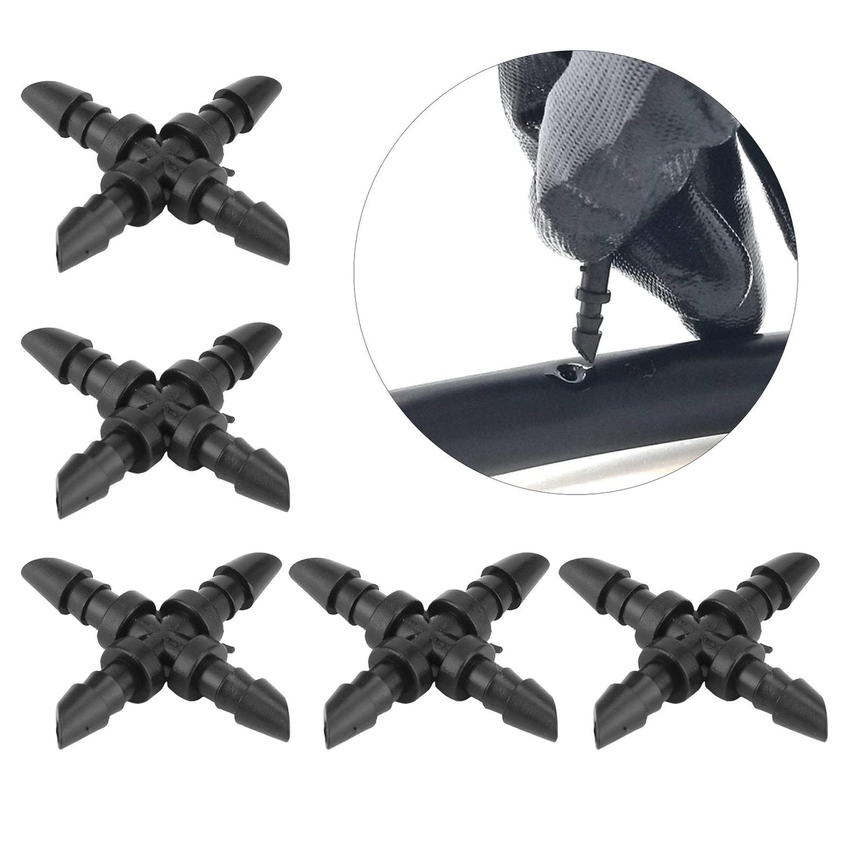 50PCS 4/7 4-Way Hose Connector Cross Fitting Irrigation Tubing Connector Fitting