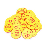 50Pcs Beehive Tag ABS Round Numbered Sign Labels with Hole Livestock Accessory Red Yellow