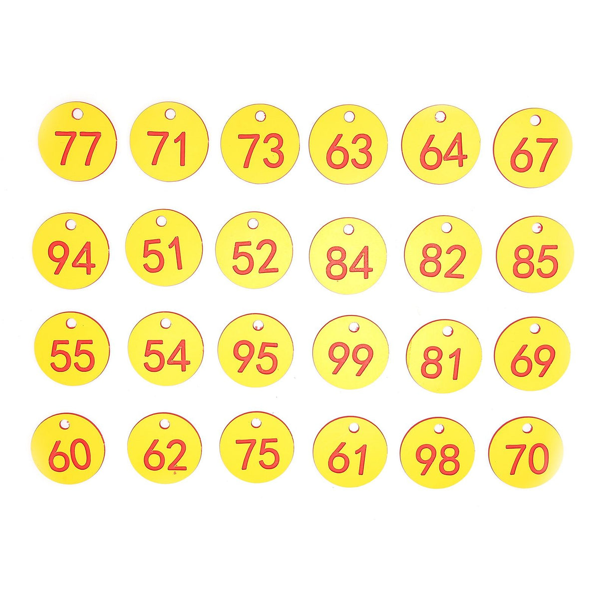 50Pcs Beehive Tag ABS Round Numbered Sign Labels with Hole Livestock Accessory Red Yellow