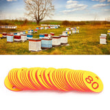 50Pcs Beehive Tag ABS Round Numbered Sign Labels with Hole Livestock Accessory Red Yellow