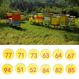 50Pcs Beehive Tag ABS Round Numbered Sign Labels with Hole Livestock Accessory Red Yellow