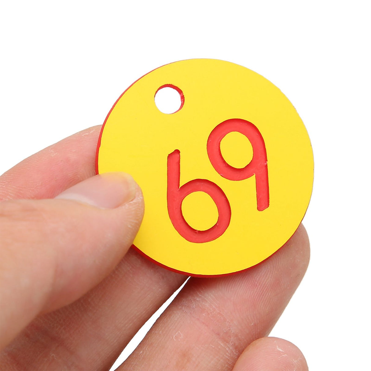 50Pcs Beehive Tag ABS Round Numbered Sign Labels with Hole Livestock Accessory Red Yellow